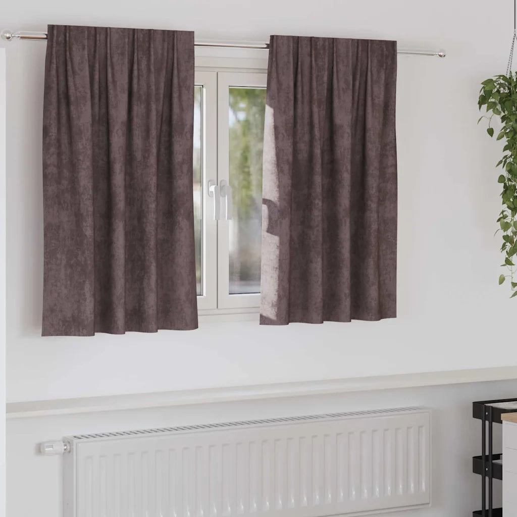 Tende in Velluto con tende 2 pcs Marrone 140 x 140 cm Velluto 4107693