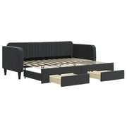 Divano letto | Sof¨¤ letto | Letto singolo Estraibile con Cassetti Nero 80x200 cm in Velluto