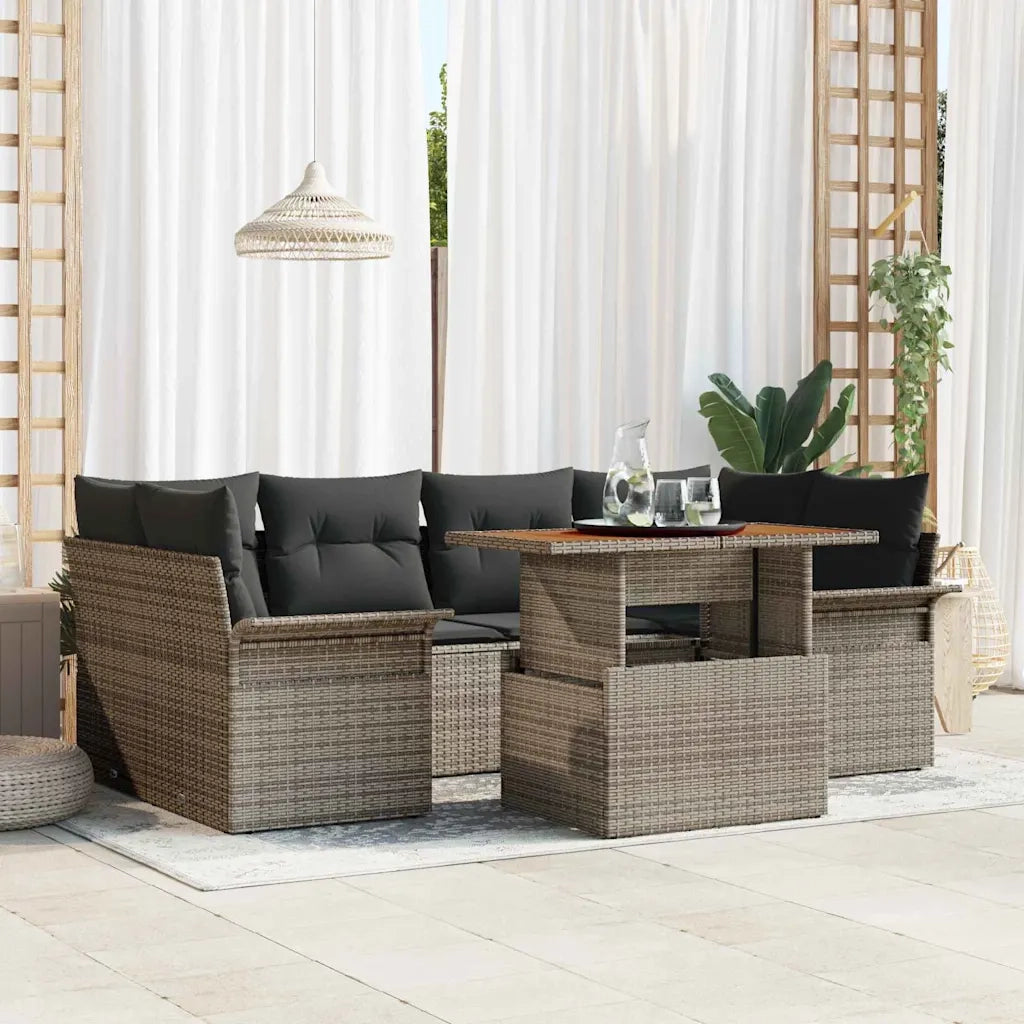 Set Divano da Giardino con cuscino 7 pcs Grigio 3349285