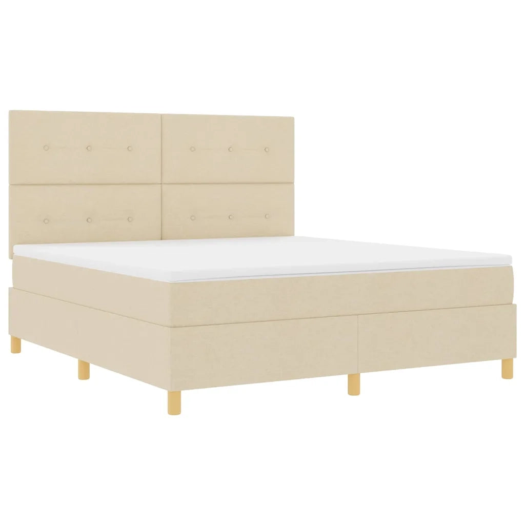 Letto a molle con materasso Crema 180 x 200 cm Tessuto 3339642