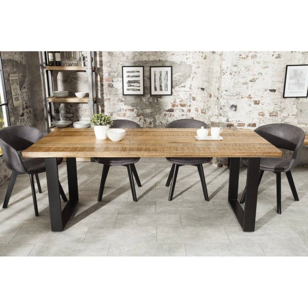 Tavolo da pranzo LODEN 200 cm – Piano in legno massello di mango e gambe in metallo nero