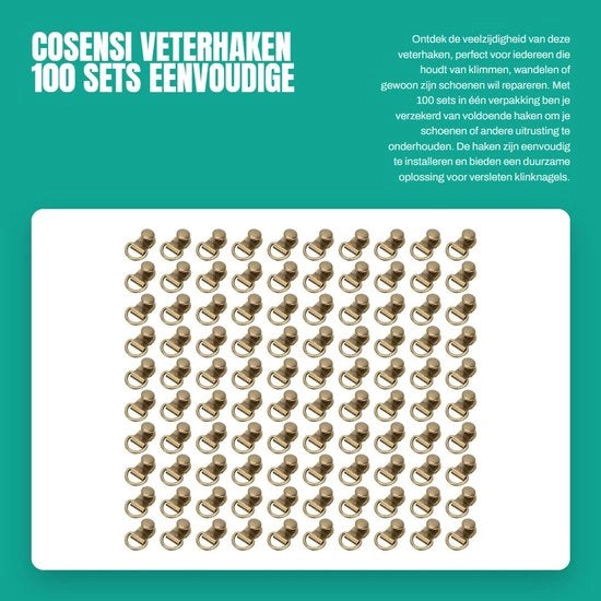 Set di Cerniere a D-Ring 100 pz - Cerniere a Orecchio e Gesti - Cinturini di Sicurezza - Attacchi di Finestra - Finestre di Finestra - Cerniera a Messing di Alta Qualità - Facile da Installare - Cerniera per Cinturino