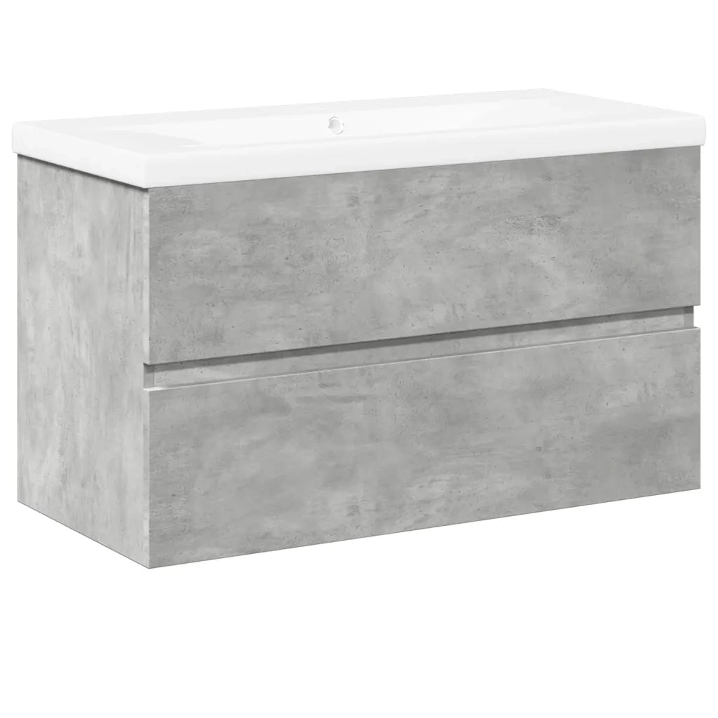 Set Mobili da Bagno 2 pz Grigio Cemento in Legno Multistrato