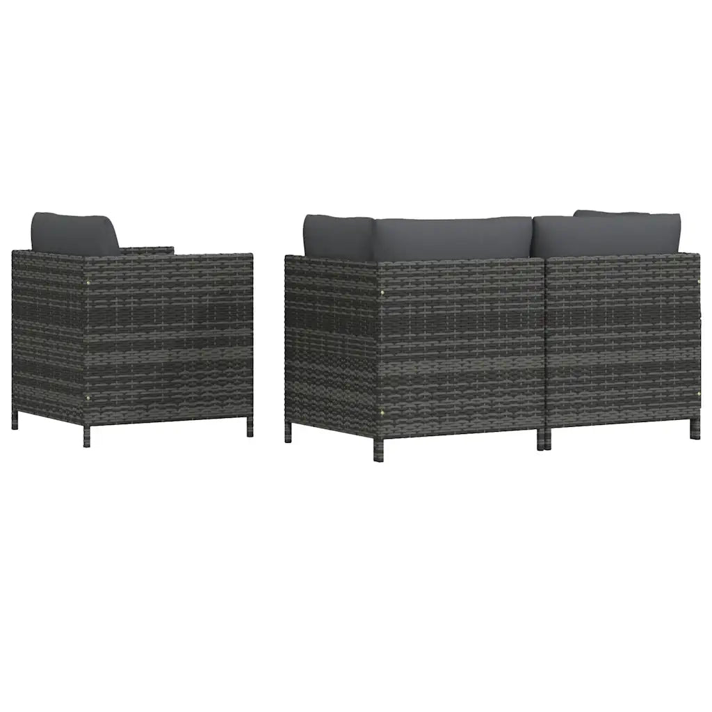 Set Divani da Giardino 4 pz con Cuscini in Polyrattan Grigio cod mxl 70680