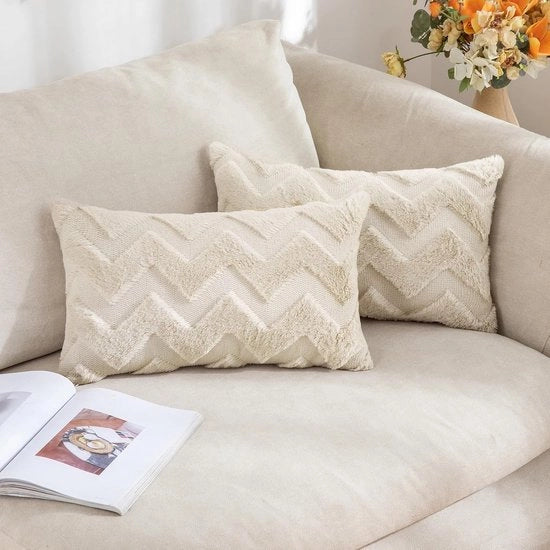 Set di cuscini con copricuscini soffici - Decorativi - Beige - Set da 2 - Adatto per soggiorno e camera da letto