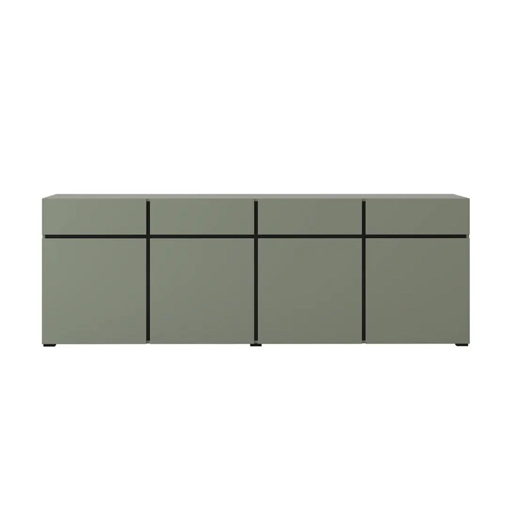 Buffet XL colore verde salvia 225cm collezione HAVANA. Credenza design con 4 porte e 4 cassetti.