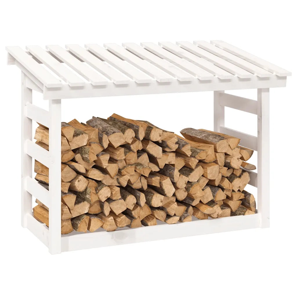 Portalegna Bianco 108x64,5x78 cm in Legno Massello di Pino cod mxl 60618