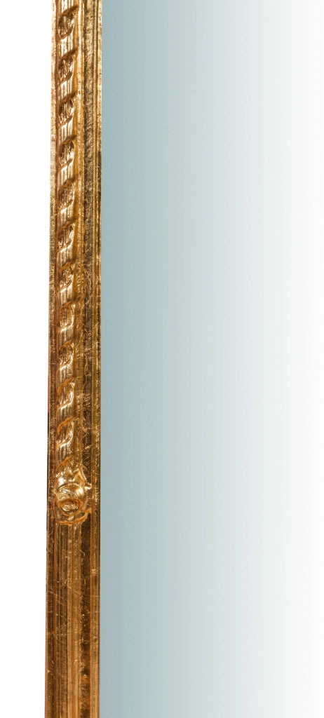 Biscottini Specchiera da parete in legno finitura foglia oro anticato L40xPR5x98 cm Made in Italy