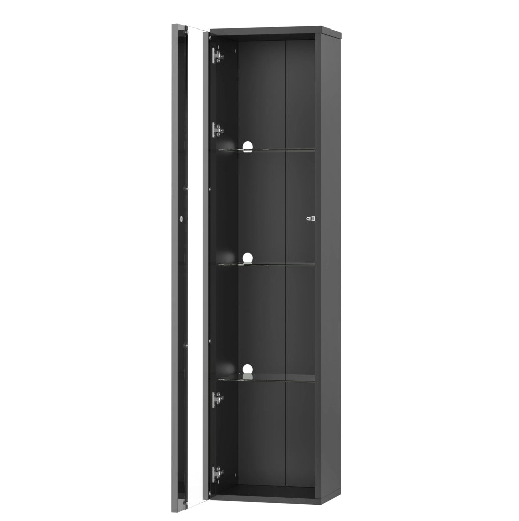Vetrina multifunzione 40x29x170 cm con LED a colori; ripiani in vetro; nero