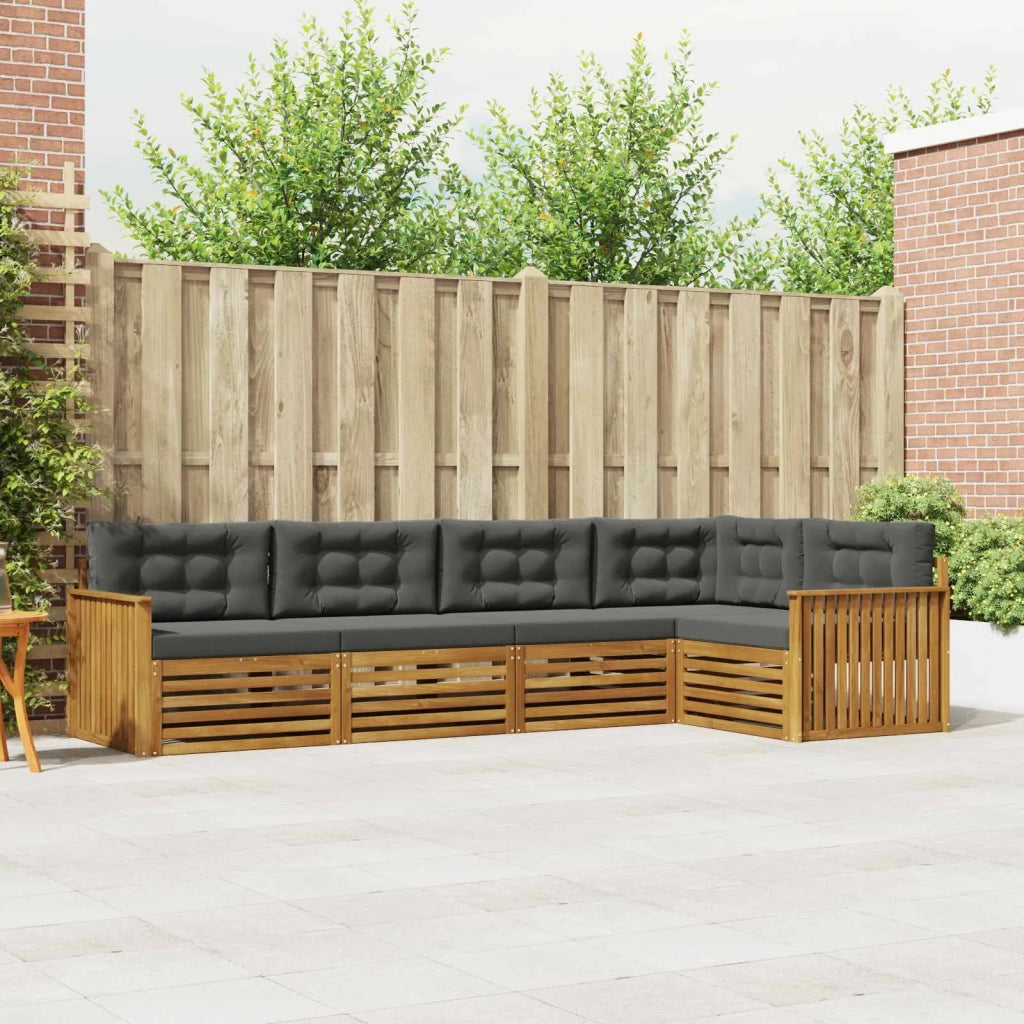 Set di divani da esterno con cuscino 5 pcs Naturale e Antracite