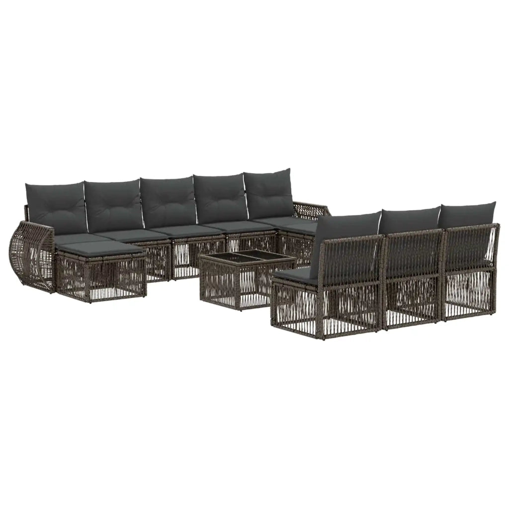 Set Divano da Giardino 11 pcs Grigio e Grigio Scuro polyrattan