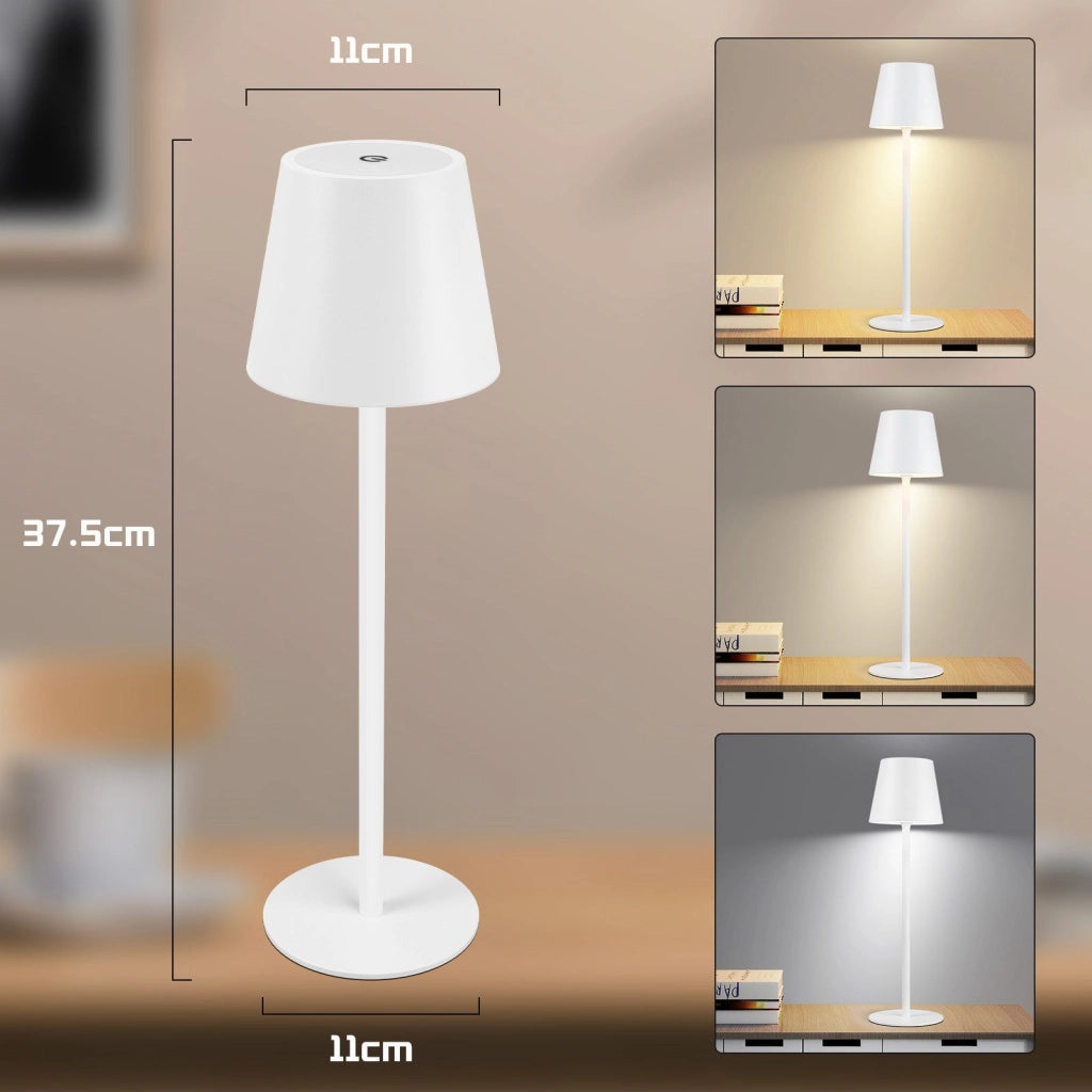 ZMH Lampada da tavolo LED wireless bianca batteria 2600mAh touch ricaricabile USB per esterno camera letto