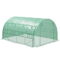 Serra a Tunnel con Finestre a Rete, Telaio in Metallo, 4x3x2m, Verde
