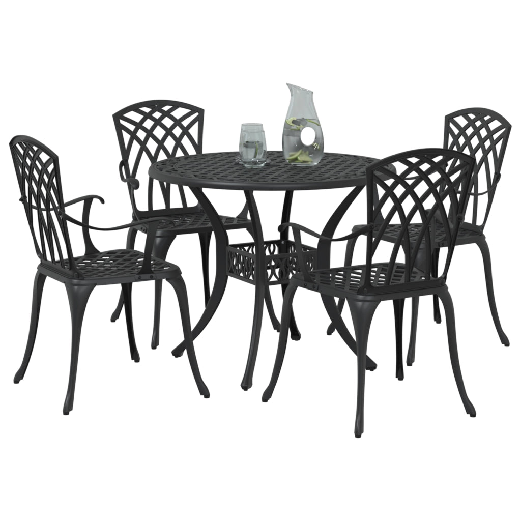 Set da pranzo da giardino 5 pezzi  in alluminio nero
