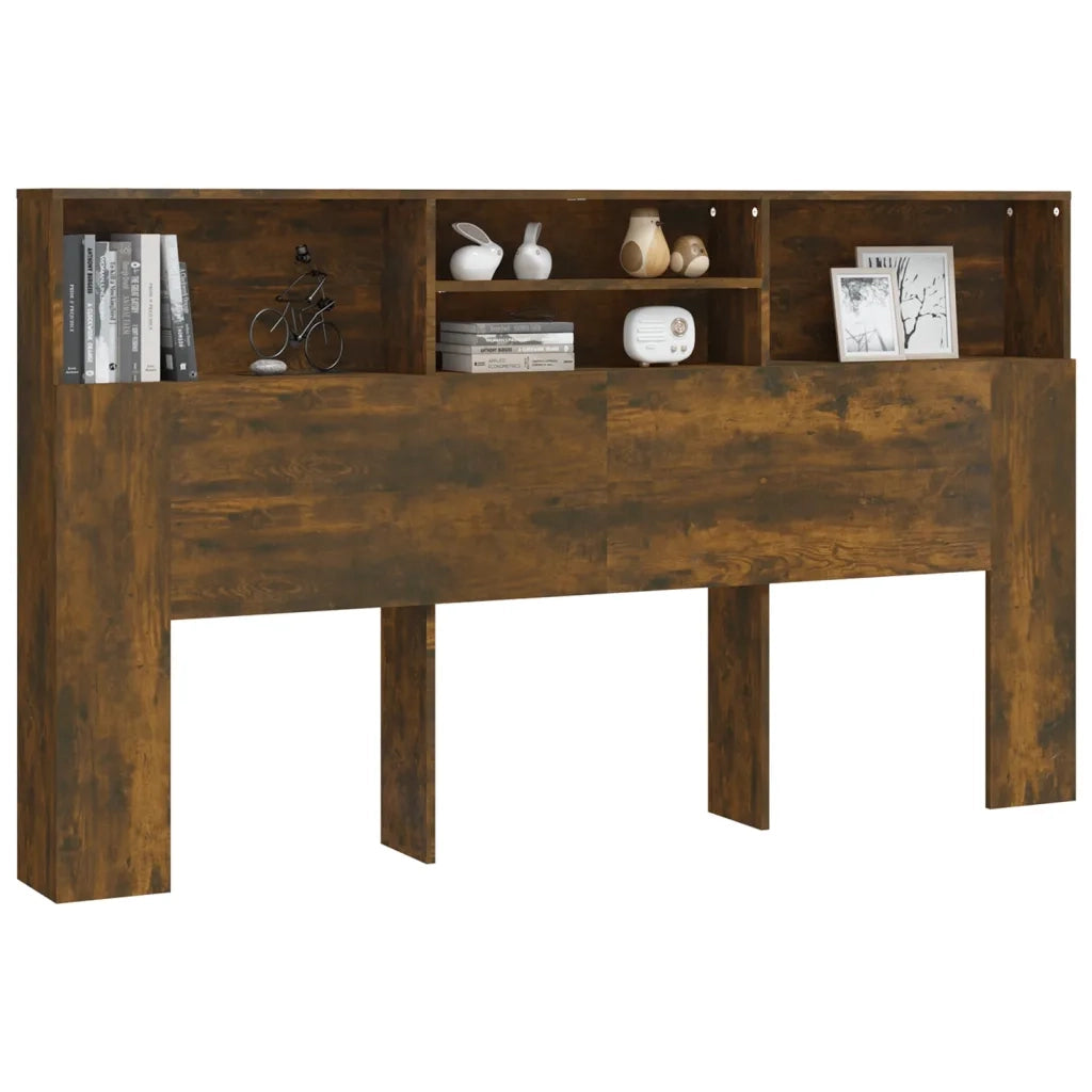 Testiera con Scomparti-Testata del letto Rovere Fumo 180x19x103,5 cm