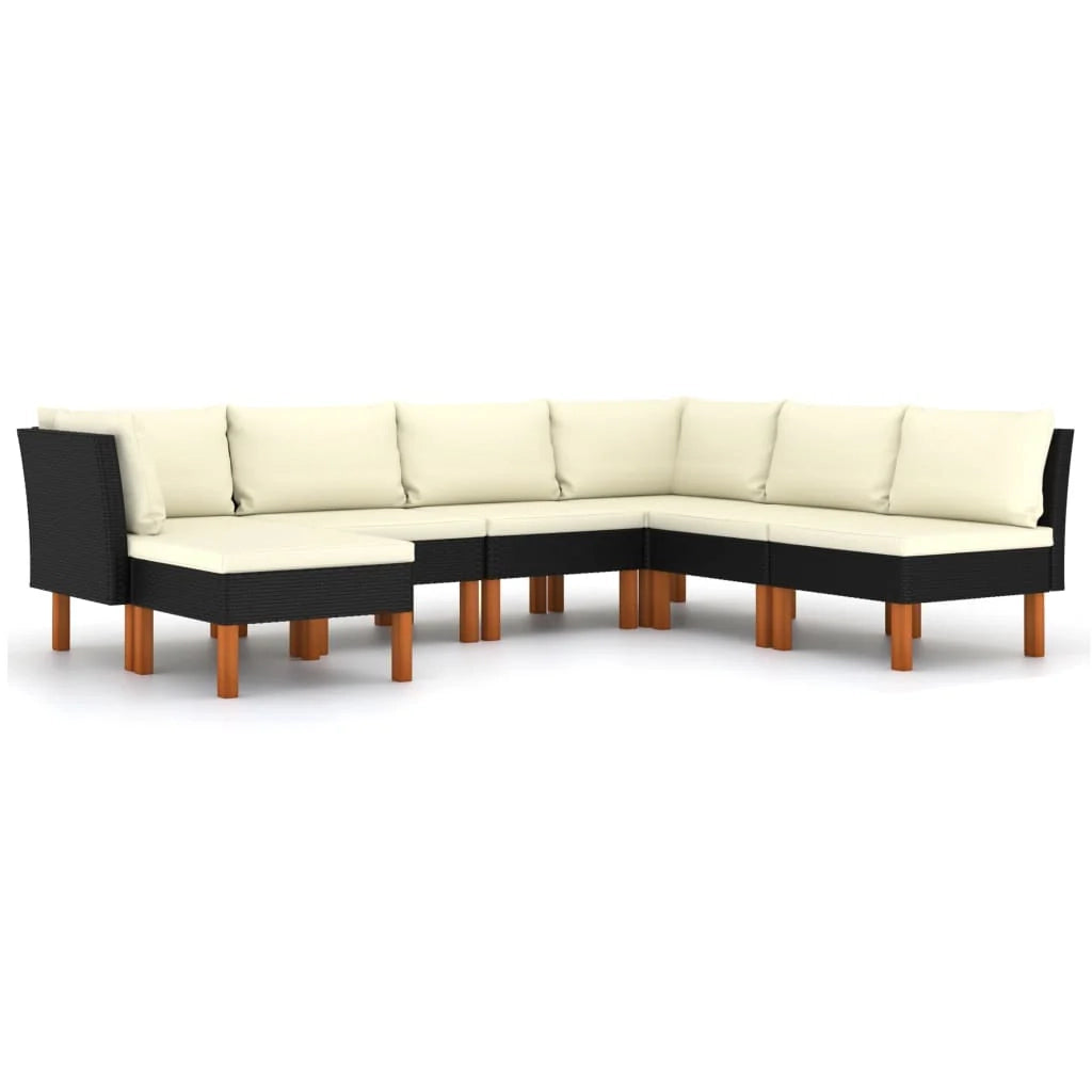 Set di mobili da giardino mobili da esterno 7 pezzi con cuscini resina intrecciata nera 02_0017317