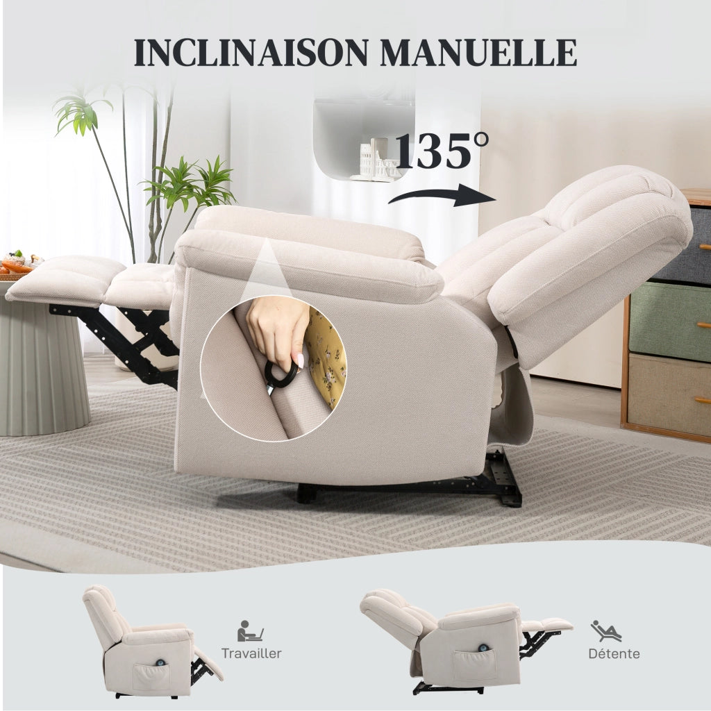 Poltrona massaggiante e riscaldante reclinabile ¨C zephmum ¨C 85x91x104 cm beige