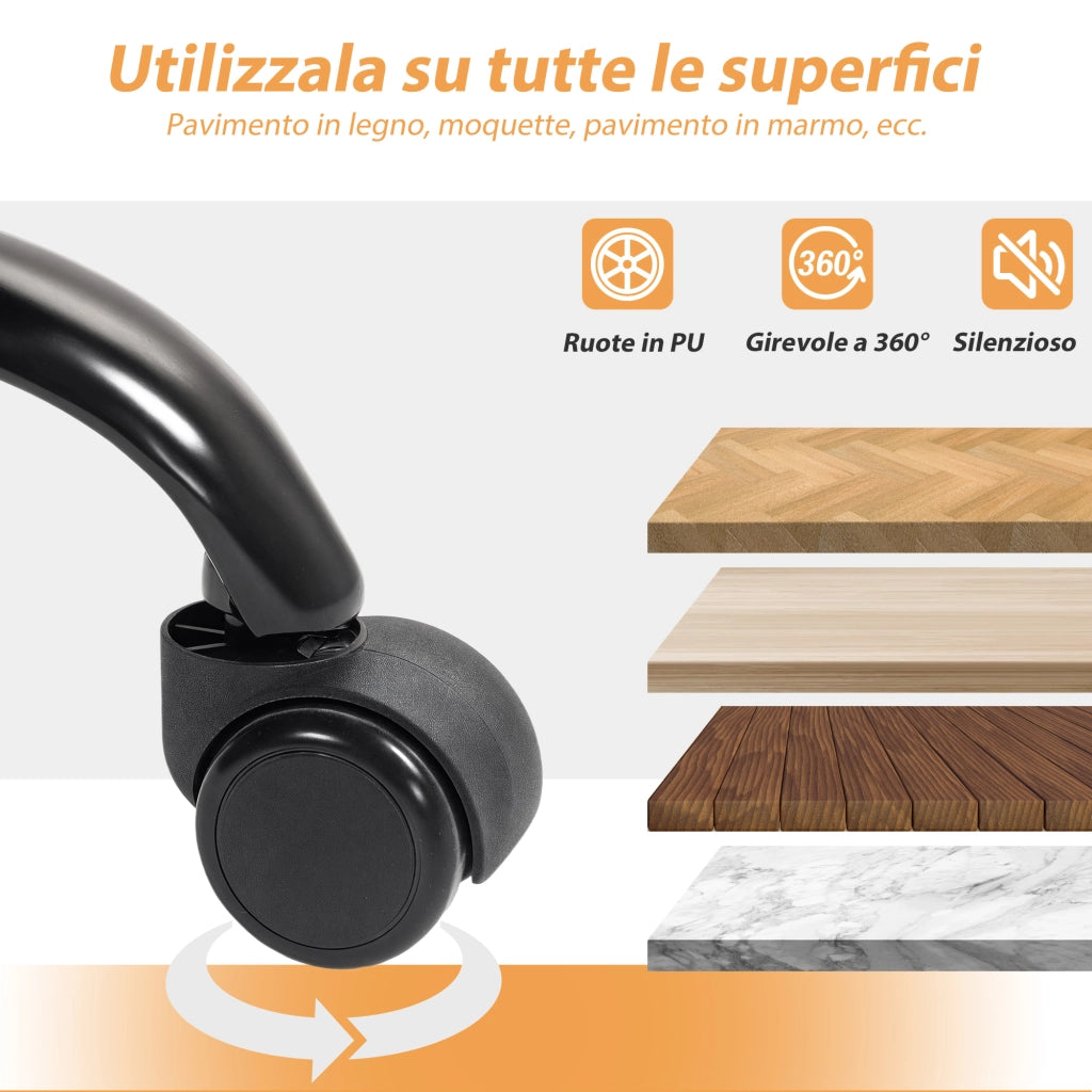 Sedia da Ufficio Presidenziale 65x76x113-121 cm Reclinabile fino a 135° in Pelle PU Nero