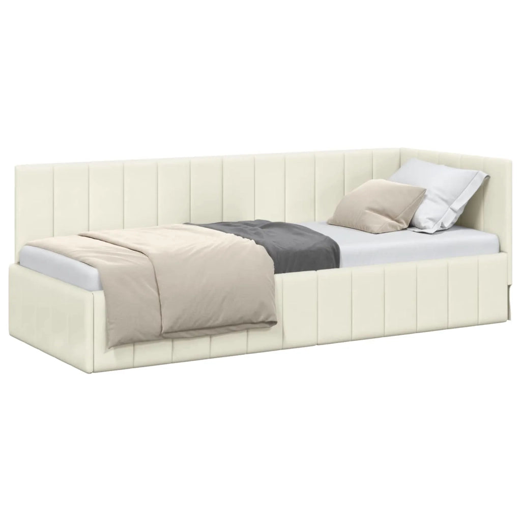 Cornice del letto ad angolo Crema 80 cm x 200 cm Velluto
