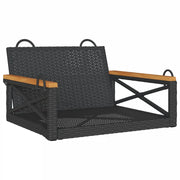 Panca da Giardino | Panchina a Dondolo Nera 63x62x40 cm in Polyrattan