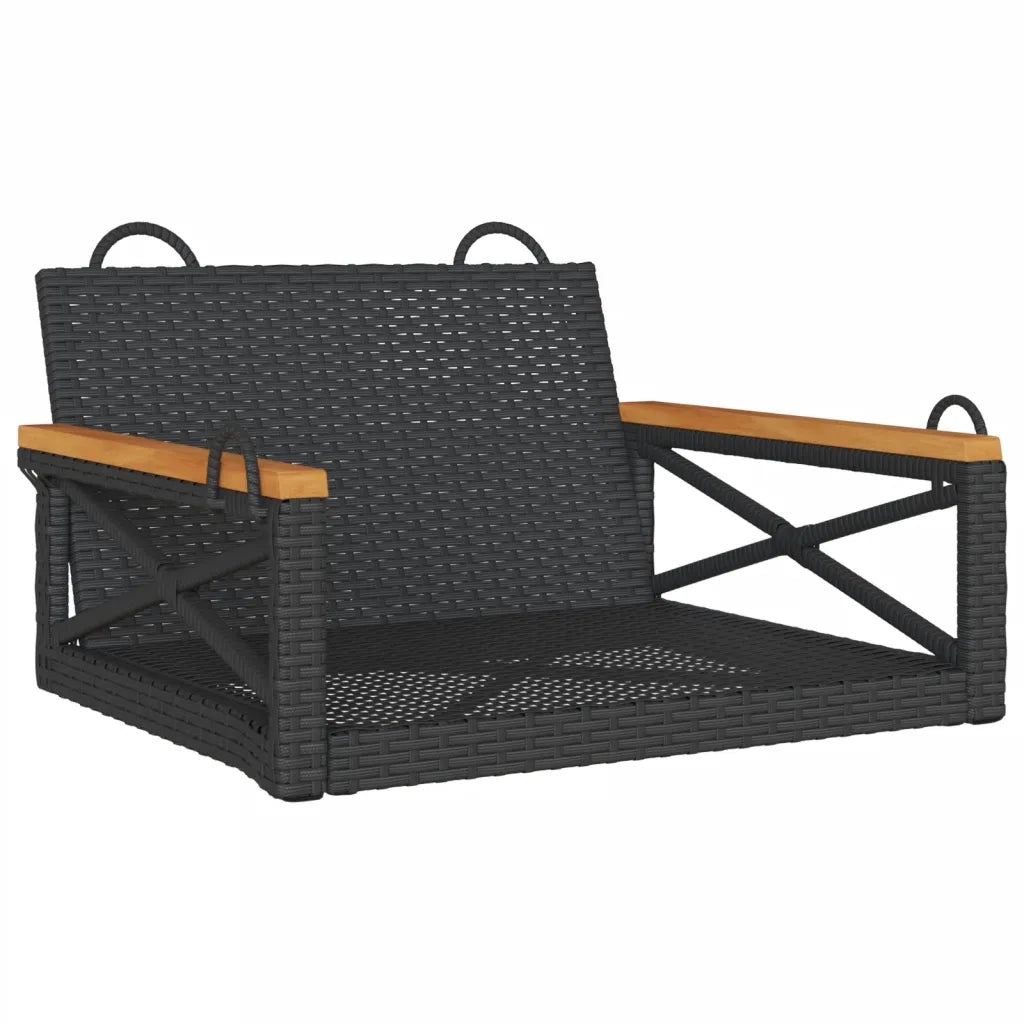 Panca da Giardino | Panchina a Dondolo Nera 63x62x40 cm in Polyrattan