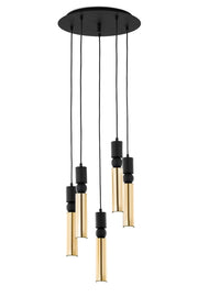 Lampadario moderno tondo Ø37 nero oro 5xGU10 Alas Jupiter