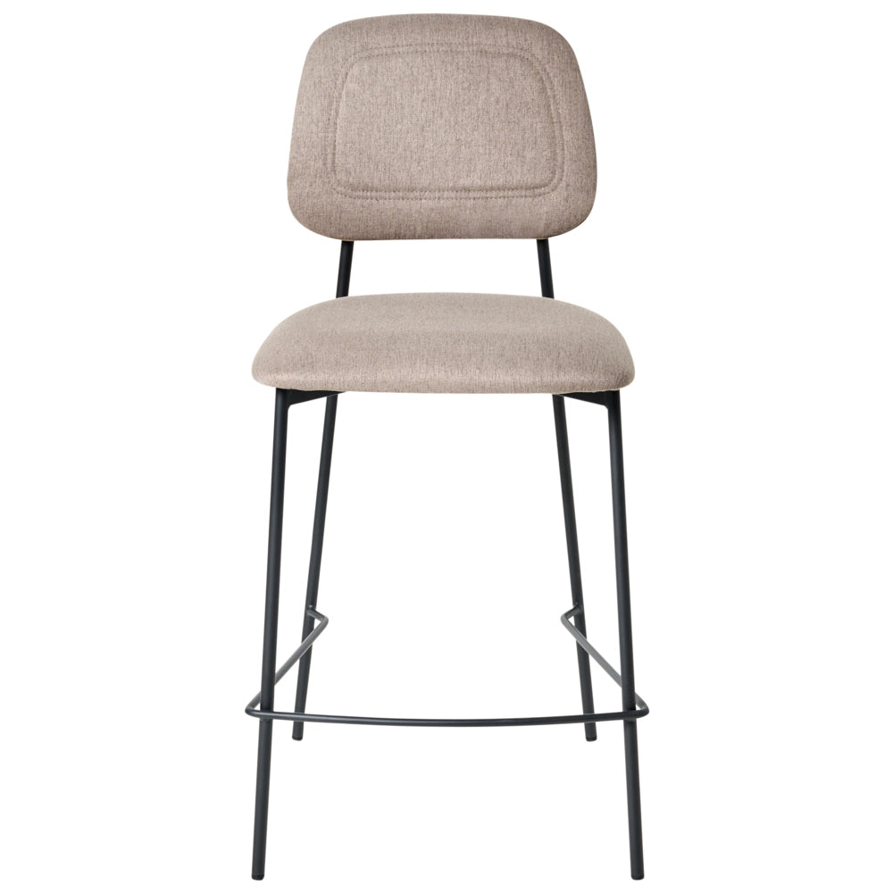 Set di sedie da bar imbottita in finto lino tortora arredi da sala da pranzo Design Glam