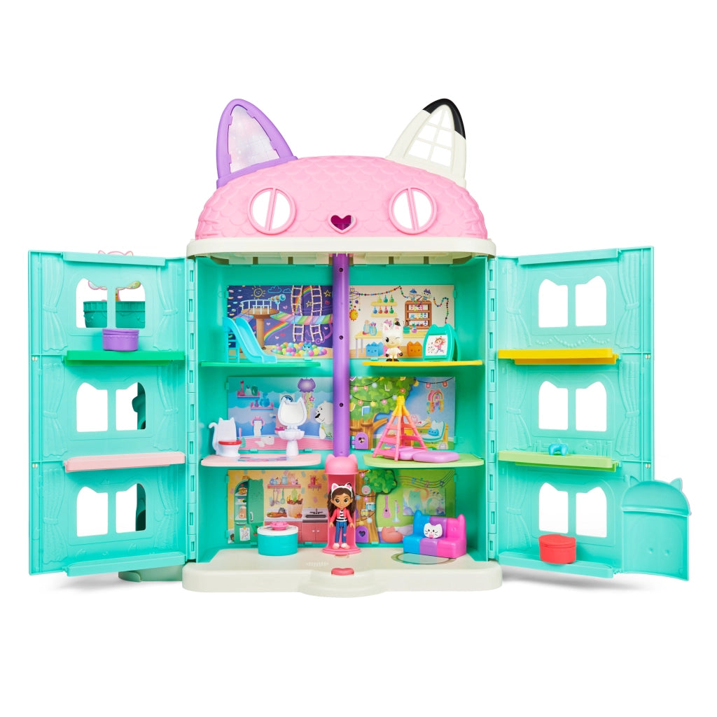 Gabby's dollhouse , playset casa delle bambole di gabby, set con luci e suoni, giochi per bambini dai 3 anni in su - 6060414