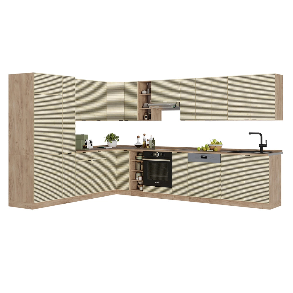 Vicco Cucina angolare completa Pannello in rovere/rovere goldkraft 347 x 257 cm , PL Antracite