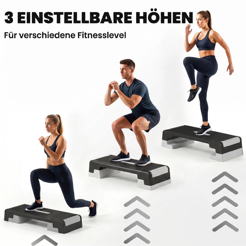 Step Fitness Aerobic Regolabile ¨C Xylo ¨C 3 Livelli 15/20/25cm Antiscivolo Nero Grigio