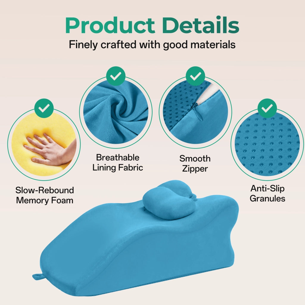 Cuscino a cuneo ergonomico ¨C Minimal ¨C blu, memory foam, supporto schiena