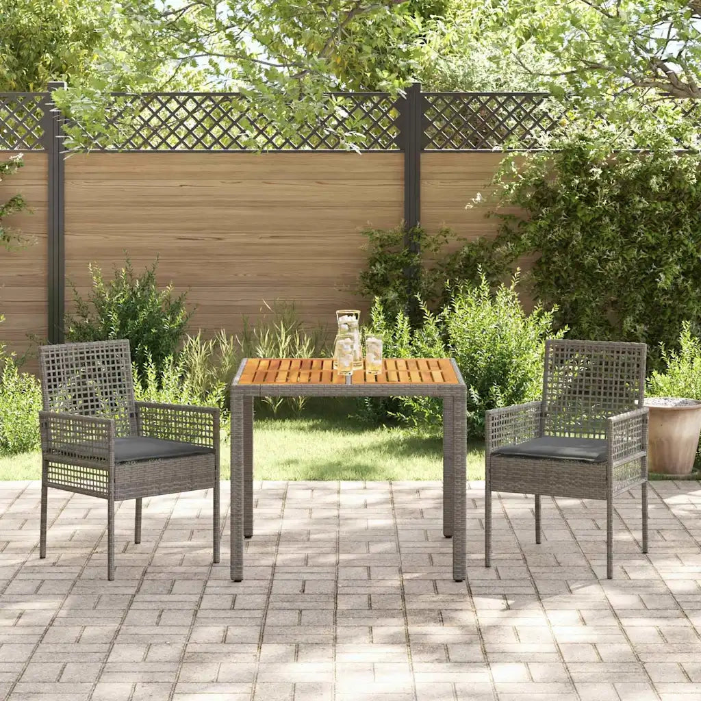 Set da Pranzo per Giardino 3 pcs Grigio polyrattan 3334909