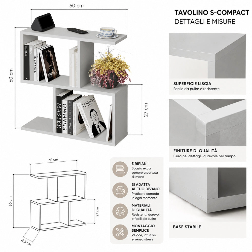 Tavolino da Caffè Bianco Tavolo S Divano Soggiorno Design Moderno 60x60x19.5 cm