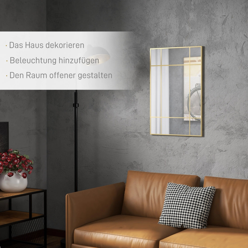 Specchio da parete decorativo con cornice in metallo ¨C zephmum ¨C 90x60x2 cm