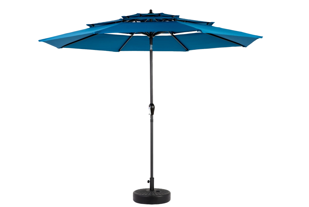 Ombrellone da esterno 10FT a 3 livelli con inclinazione regolabile; acciaio; blu scuro