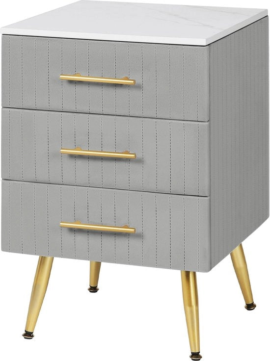 Cassettiere Retro per Camera da Letto - Comodino, Scrittoio - Camera da Letto, Salotto - Robusto - MDF - 41x40.5x60 cm - Grigio