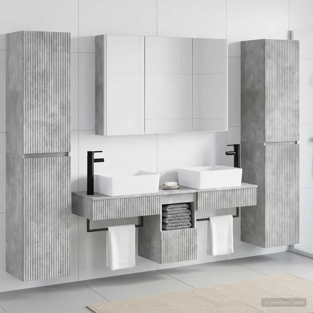 Set di mobili per il bagno 6 pcs Grigio Cemento 3407202