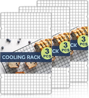 Cassa raffreddante per cucina da 40 x 24 cm, 3 cassetti in acciaio inossidabile, cassa raffreddante per forno resistente al calore, griglia e cassa raffreddante per torte e biscotti, accessori per la cottura, grigliatura e essiccazione