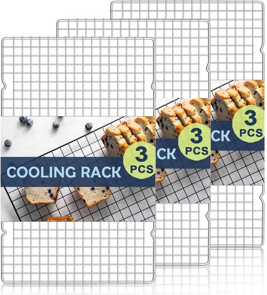 Cassa raffreddante per cucina da 40 x 24 cm, 3 cassetti in acciaio inossidabile, cassa raffreddante per forno resistente al calore, griglia e cassa raffreddante per torte e biscotti, accessori per la cottura, grigliatura e essiccazione