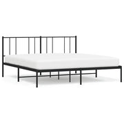 Letto matrimoniale | Letto per adulti | Giroletto con Testiera in Metallo Nero 200x200 cm