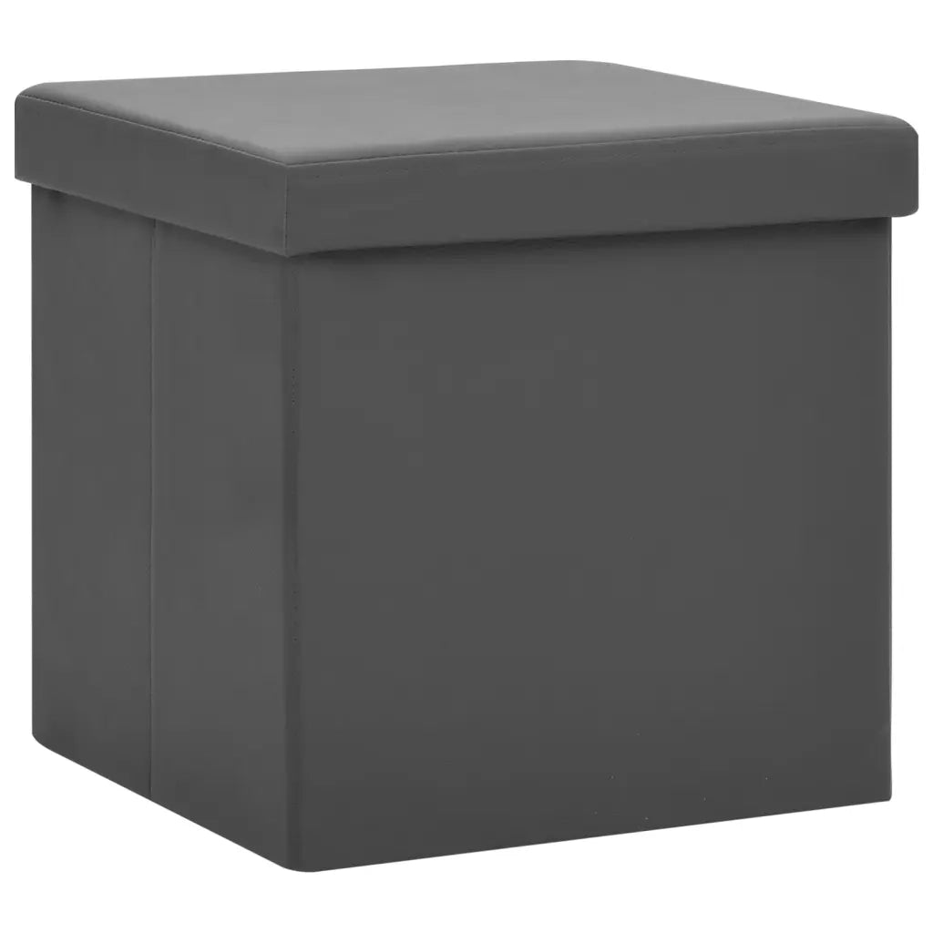 Sgabello con Contenitore Pieghevole Grigio in PVC 338782