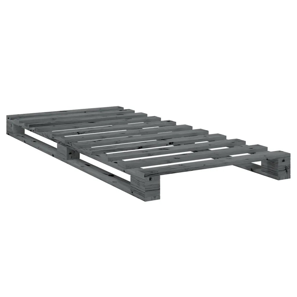 Giroletto con Testiera-Struttura Letto con testiera Grigio 90x200 cm Legno Massello di Pino 404956