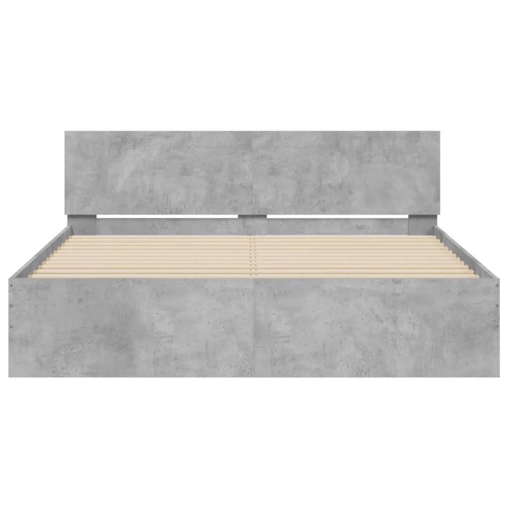 Giroletto con Testiera-Struttura Letto con testiera Grigio Cemento 140x200 cm