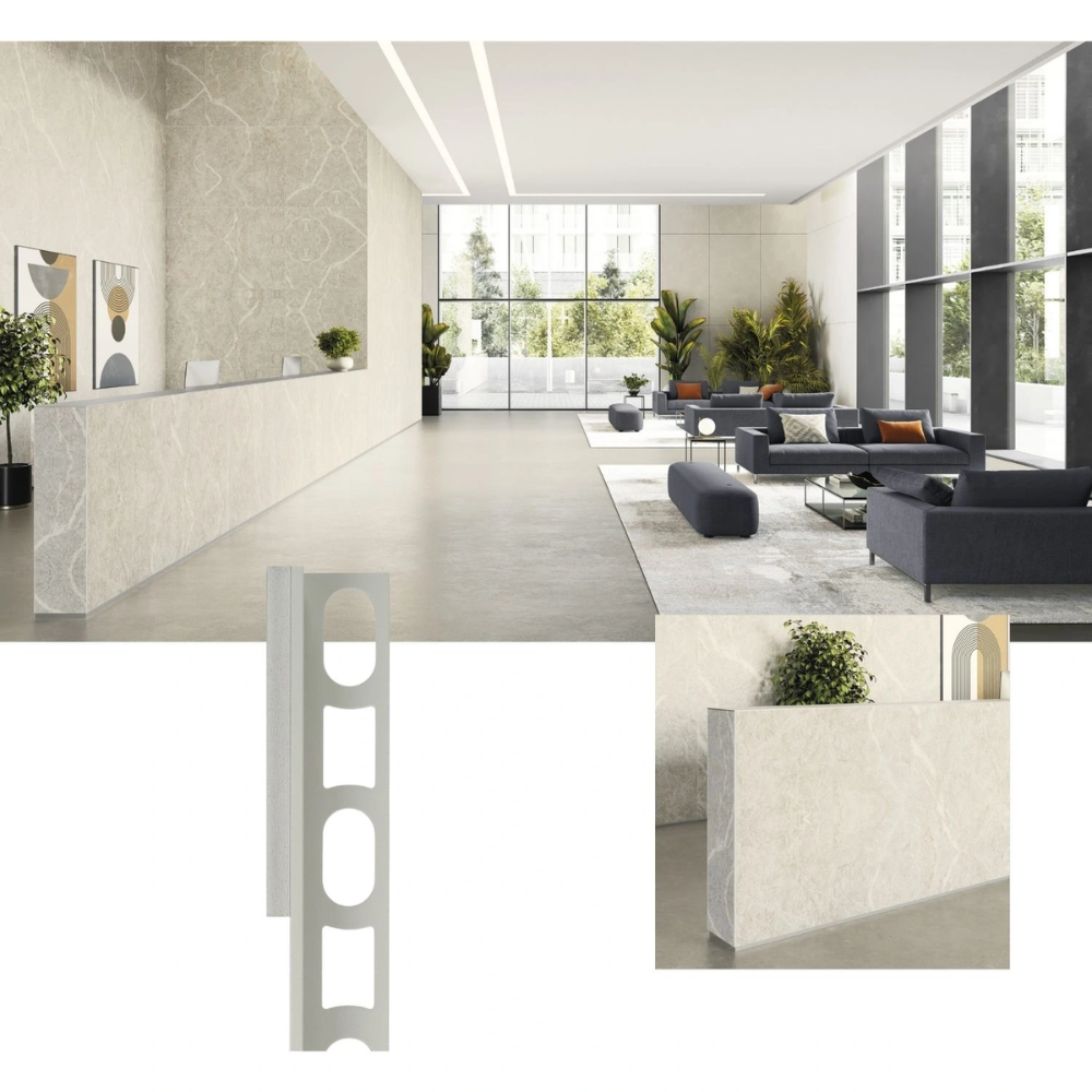 Profili in alluminio verniciato colore grigio cemento 113 a l per finitura parete proangle *** pezzi 3 pz, confezione 1