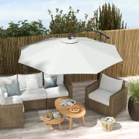 Telo per Ombrellone da Ø295 cm in Poliestere Bianco Resistente all'Acqua con Presa d'Aria Superiore
