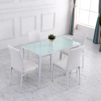 Set 4 Sedie Imbottite per Sala da Pranzo con Rivestimento in Similpelle, 41x50x91cm - Bianco