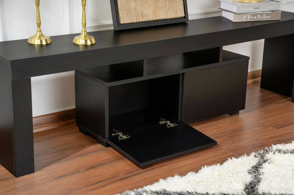 Mobile porta TV Andarna, Credenza da soggiorno, Armadio basso per TV, Base parete attrezzata, 180x31 h50 cm, Nero