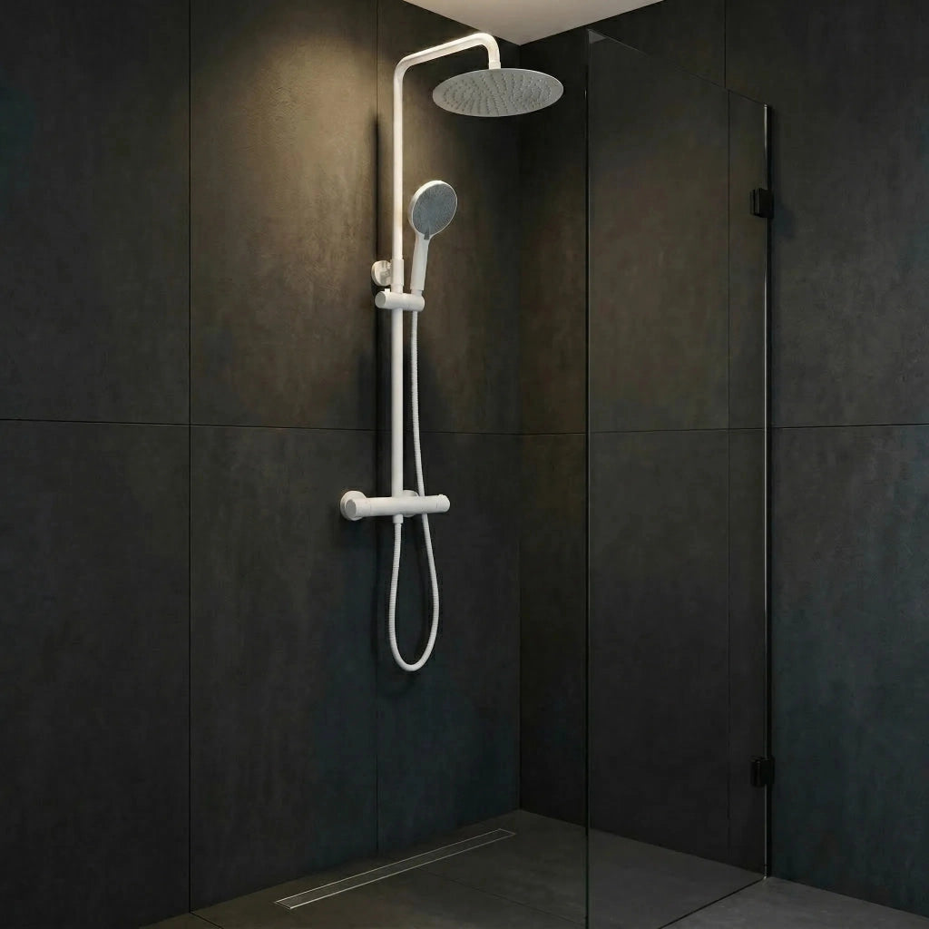 Set Doccia Senza Bocca Di Erogazione Con Termostato Rea Lungo White
