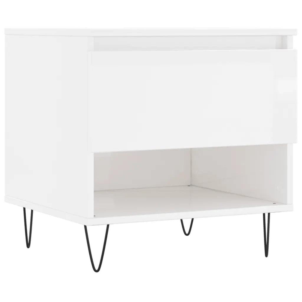 Tavolini Salotto 2pz Bianco Lucido 50x46x50cm Legno Multistrato 830913