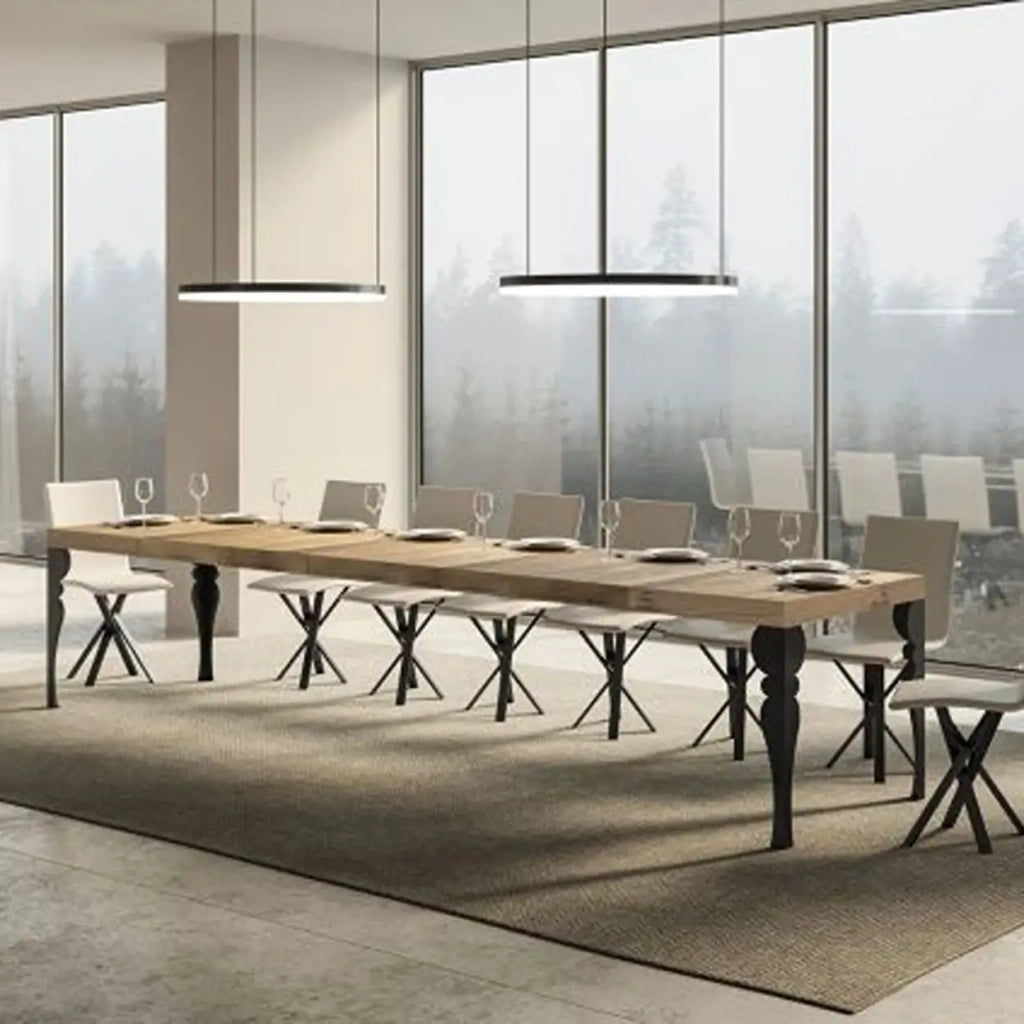 Tavolo allungabile 120/380x90 cm Paxon Premium colore quercia natura gambe antracite